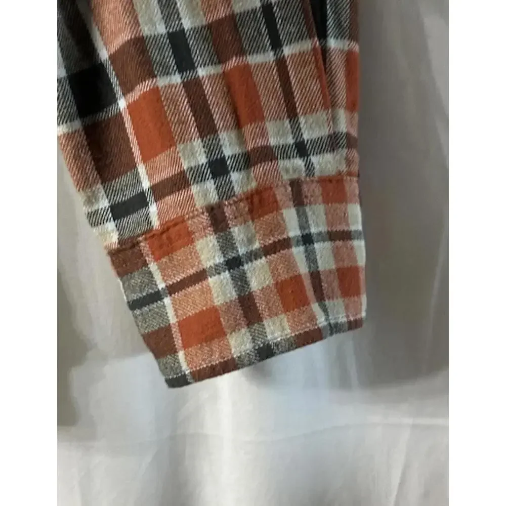 NWT Eddie Bauer Mens Long Sleeve Clay Cotton Plaid Button Flannel Shirt Size 2XL